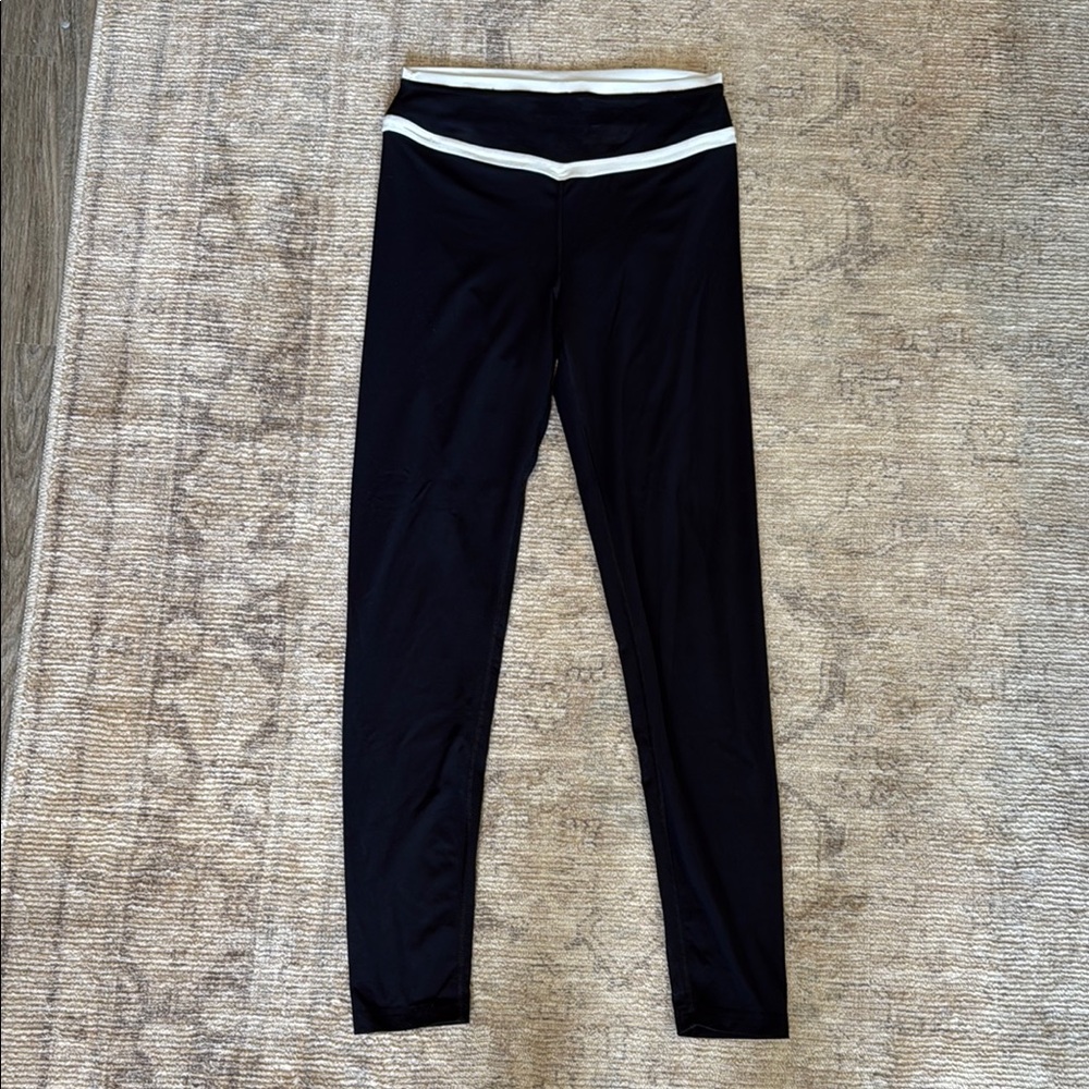 Splits59 Black Leggings with White Waistband